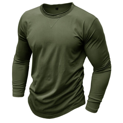 T-shirt uomo slim fit manica lunga girocollo casual elasticizzata blusa autunno - Foto 40 di 61