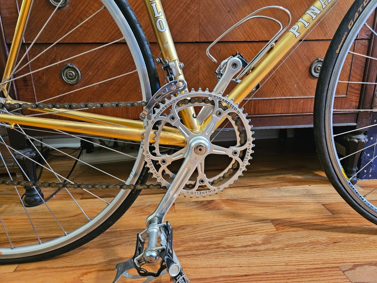 Vintage Pinarello road bike, gold plated, Campagnolo, SN: T124