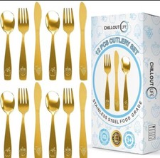 12 Piece Stainless Steel Kids Silverware Set - Child and Toddler Safe Flatware -