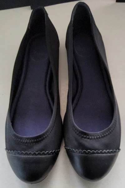 JACK ROGERS LADIES BLACK LEATHER CAP TOE SLIP ON BALLET FLATS SHOES SIZE 9 USA