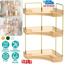 Bathroom Countertop Organizer 3-Tier Corner Makeup Storage Shelf Clear Rack Tray