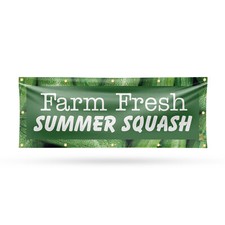 Farm Fresh Summer Squash Vinyl Banner Sign with Metal Grommets Heavy-Duty