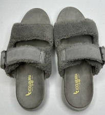 Koolaburra UGG Pasea Slides Sandals Gray Size 9 Fuzzy Furry