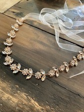 SweetV Rhinestone Ribbon Gold Tone Head Band Girls/Teens/Wedding