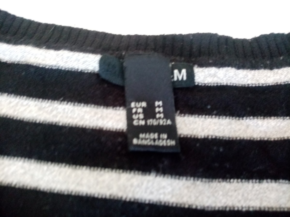 Pull Rayures Marin H&M Femme Taille 38/40 - Manches Longues - Polyester - Occasion Très Bon état