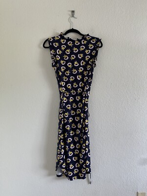 Boden Women's Size 6R Dress Lois Jersey Midi Ruffle Sundress Belted Navy  Print | eBay
