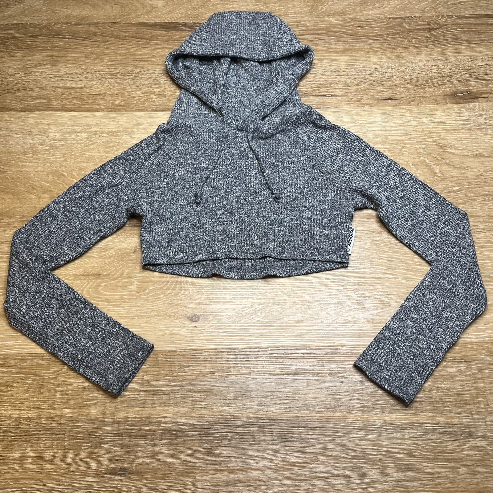 Ribbed Cropped Pullover Hoodie 