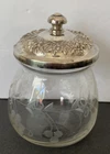 S Kirk & Son Sterling Silver Repousse Lid #20F Etched Glass Jelly Jar