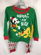 Disney Store Boy Sz 4 Mickey Mouse Christmas Holiday Pajamas PJ  s 2 Piece Green