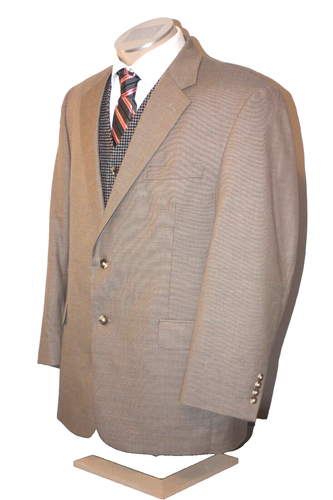 JOS A BANK mens WOOL COTTON sport coat BEIGE NAIL HEAD CLASSIC FIT 46R 46 e56 - Picture 3 of 7