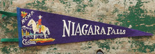 VINTAGE 1950s NIAGARA FALLS CANADA PENNANT BANNER 22" RCMP PRETTY & COLORFUL