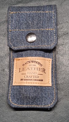 Backwoods Leather  Large Knife Slip/ Blue jeans