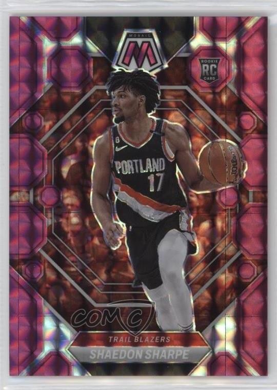 2022 Panini Mosaic Rookies Pink Prizm 15/149 Shaedon Sharpe #213 Rookie RC g2u