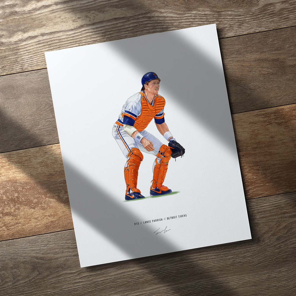 Lance Parrish Detroit Tigers Baseball 8x10 Print Poster Art Illustrated