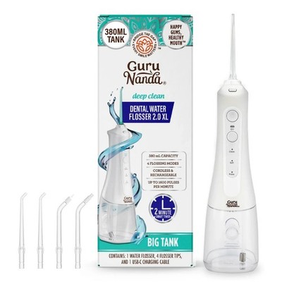 GuruNanda Cordless Water Dental Flosser 2.0 XL - 4 Zahnseidemodi, 1600 Impulse