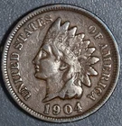 1904 1C INDIAN HEAD BRONZE CENT KM# 90a Grade:  F+ A7228