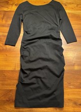Nicole Miller Women’s Black 3/4 Sleeve Ruched Stretch Bodycon Dress Sz Small