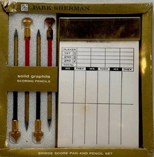 Park Sherman Bridge Score Pad and Pencil Set Brass Finish #1452 Vintage Sealed