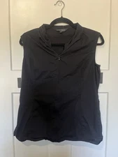 Ming Wang Womans Sz S Tank Top Business Professional Casual EUC Black Zip Up