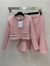 NEW 2026 spring hot sales runway show sequin classy coat + fish tail Skirt SMLXL