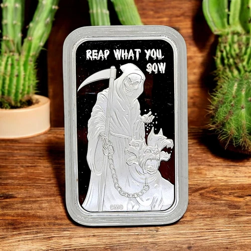 2025 CMG Mint 'Reap What You Sow' 1 oz .999 Proof Silver Bar + COA 85 Mintage