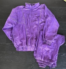 Vintage 80s/90s Hyden Plus Purple Metallic Neon Tracksuit Rhinestone Studs, 22W