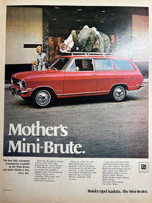 #ad Buick Opel Kadette Mini Brute Deluxe 2 Door Wagon Automobile VTG Print Ad 1969 $12.14