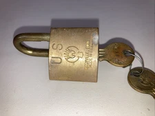 Vintage Brass U.S. Terryville Conn.  Lock  2 Keys, Eagle Lock Co In USA 