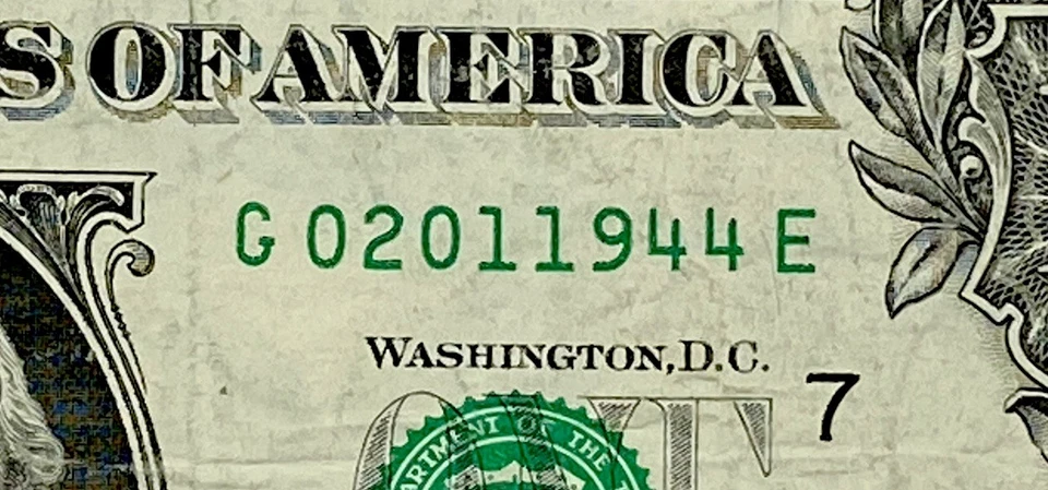 February ￼1  1944 Birthday Note 02011944 Fancy Serial Number One Dollar Bill FW - Image 2 of 4