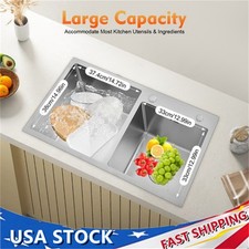 Double Bowl Stainless Steel Drop-in Kitchen Sink Dishwasher Vegetable Sink Home