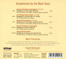 EWALD DEMEYERE / BACH CONCENTUS SYMPHONIES BY THE BACH SONS NEW CD