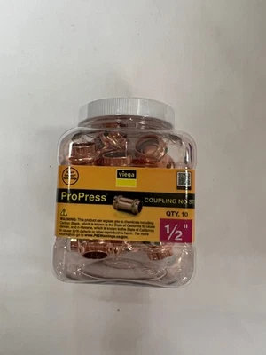 Viega Propress 1/2 in. Press Copper Coupling No Stop (10-Pack) 77480