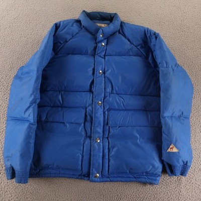 VTG Camel Jacket Mens M Blue Goose Down Puffer Feather Fill Coat 80s