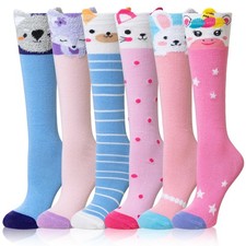 Velice Girls Knee High Socks Kids Long Boot Crazy Silly 3-12 Years, Animal B