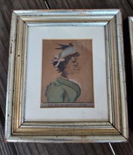 Pastel & Ink Primitive Folk Art Painting of a...