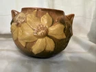 ROSEVILLE Clematis Autumn Brown 4" Round Bowl Planter Vase 455-4" c. 1944 Lovely