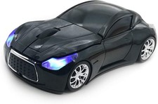 Black Wireless Car Mouse, USB Receiver, 3D Optical, 1600DPI, Cool, Cute