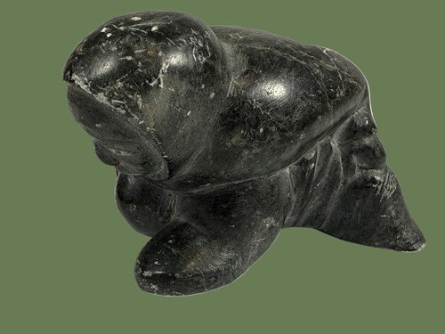 Vintage Inuit Soapstone Carving – Crouching Woman – Mid 20th Century – Canada