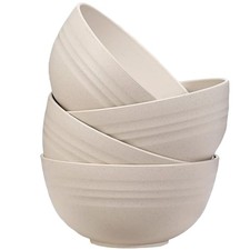 Unbreakable Wheat Straw Cereal Bowls Set of 4, 24 OZ Microwave and Dishwasher...
