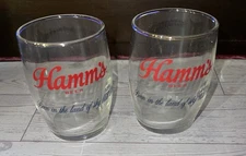Hamms Beer Barrel Glass / Vtg Tavern Bar Advertising / Set Of 2 3 1/2”