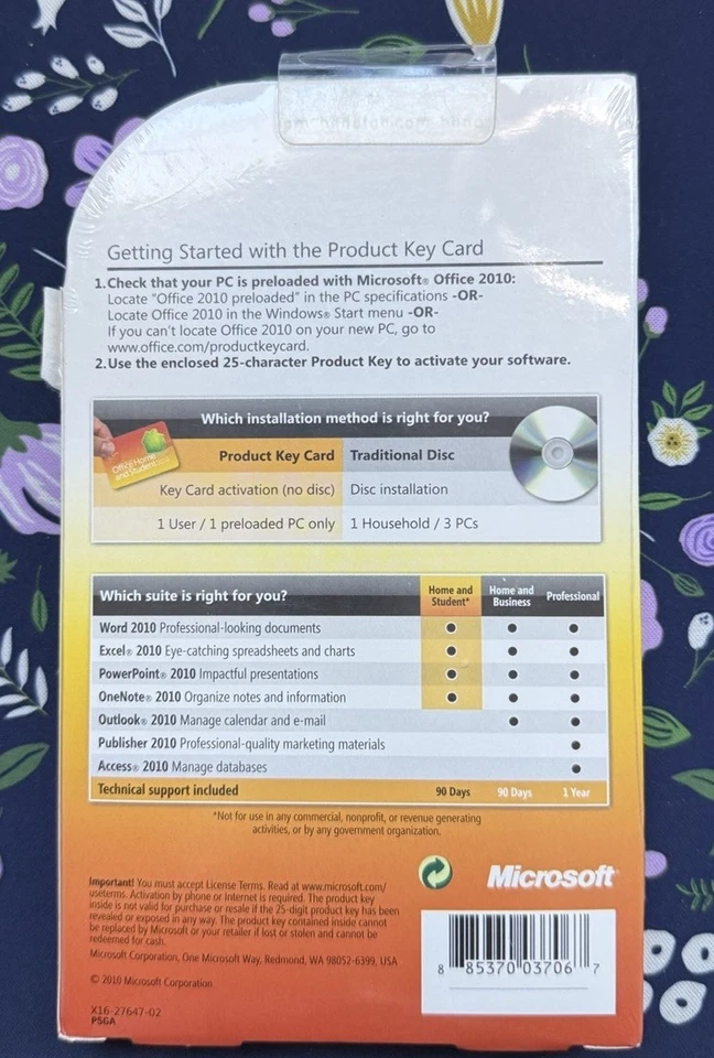 Microsoft Office Home Student 2010 Full Retail Windows Key Card 1 PC License NIB - Image 2 of 4