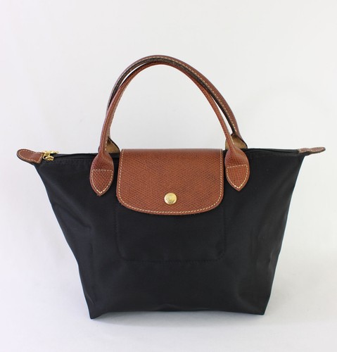 Longchamp Auth Black Nylon Le Pliage Original S Handbag
