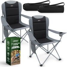 Image of DELUXE FOLDING PADDED CAMPING CHAIR WITH CUP HOLDER & SIDE POCKETS HOLDS 120KG