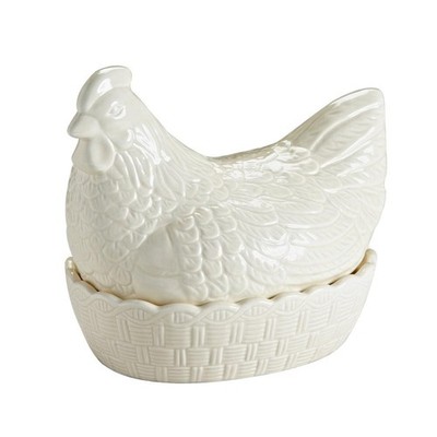 Hühnennest: 12 Eier Creme Hühnennest, Keramik