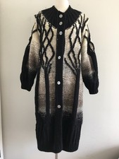 VTG 80S SANDY D'ANDRADE HEAVY CHUNKY THICK SWEATER COAT ART NATURE SIZE M/L