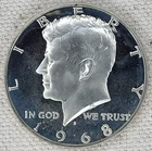 1968-S Kennedy Half Dollar Cameo Proof Silver US Mint Coin 50C 40%