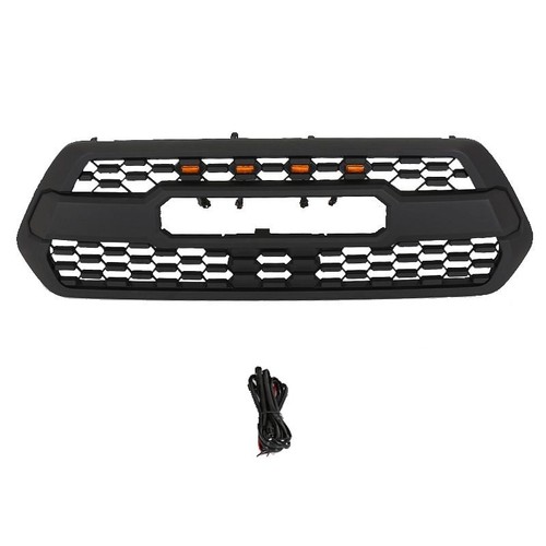 Black Front Grille Grill Fit For TOYOTA TACOMA TRD 2016-2019 With LED LIGHT - Picture 3 of 4