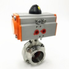 1-1/2" Sanitary Pneumatic Butterfly Valve Stainless Steel 316 Clamp OD 50.5mm