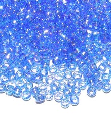 SB1260 Medium Blue Rainbow Transparent 6/0 4mm Rondelle Matsuno Seed Beads 40g