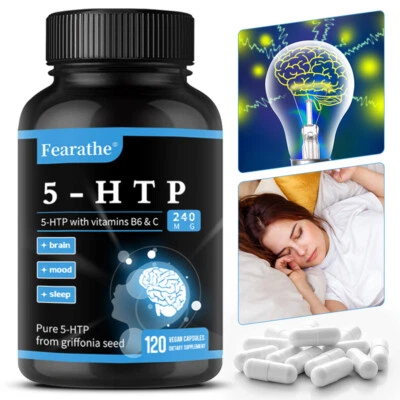 FEARATHE 5-HTP 200 mg - Kapseln zur Unterstützung von Gehirn, Schlaf und Stimmung